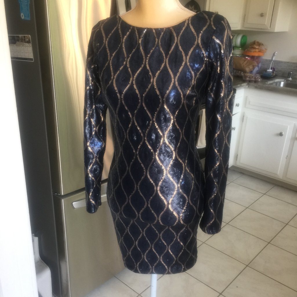Dress The Population Lola Blue With Gold